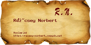 Récsey Norbert névjegykártya